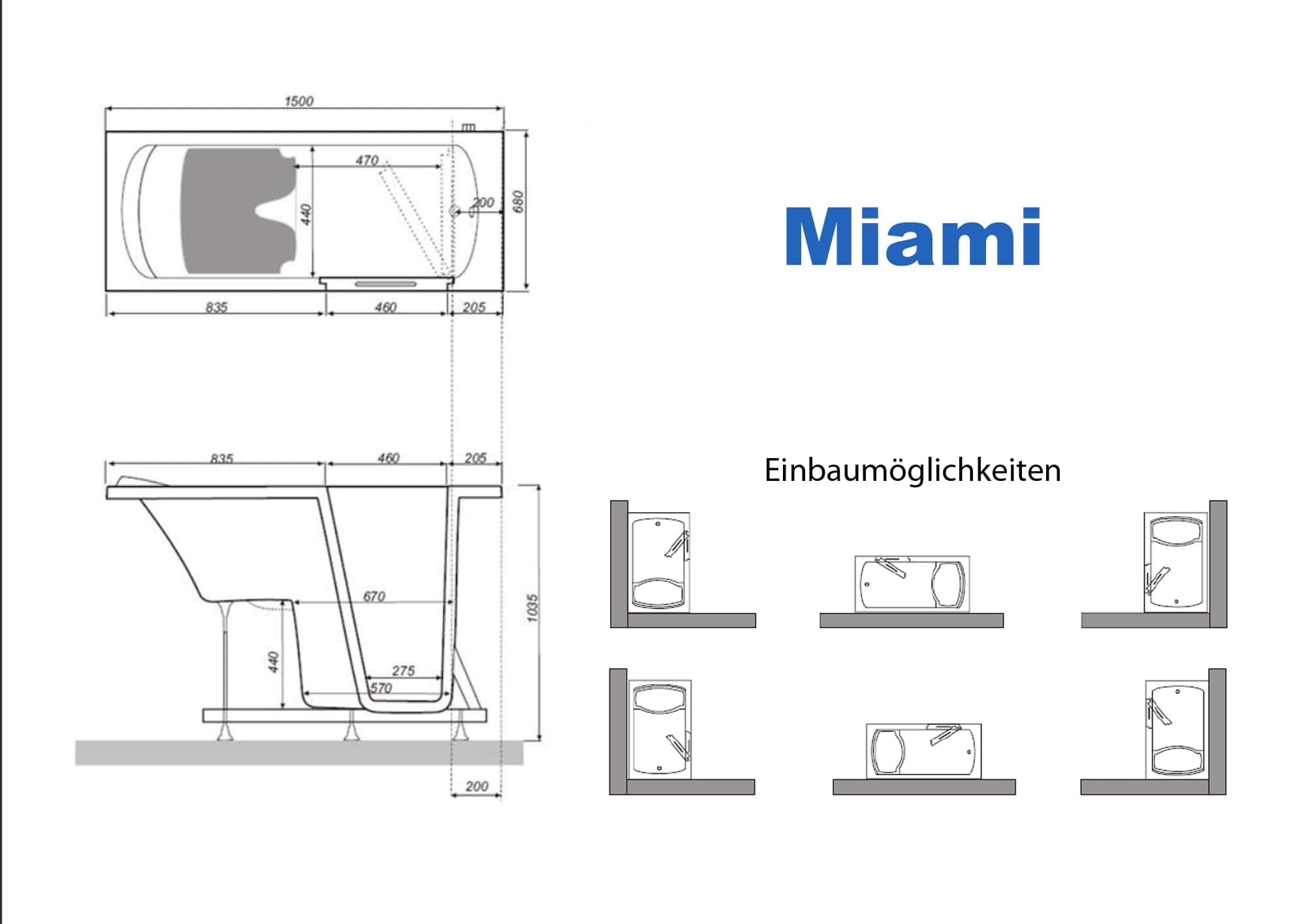 Badewanne mit T&uuml;r Einbaubeschreibung Miami